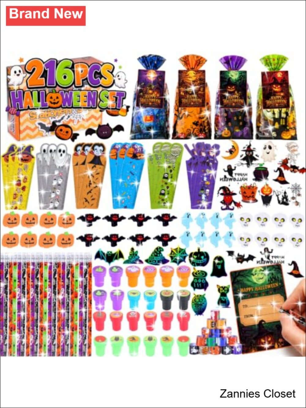 👻 216 Pcs Halloween Party Favors Stationery Set Kids Classroom Rewards Goodie